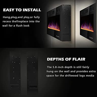 BOSSIN 72 inch Ultra-Thin Silence Linear Electric Fireplace, Recessed Wall Mounted Fireplace, Fit for 2 x 4 and 2 x 6 Stud, 12 Adjustable Flame Color & Speed,Touch Screen Remote Control with 8h Timer - Image 8
