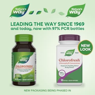 Nature’s Way Chlorofresh Chlorophyll Concentrate, Chlorophyll Supplements, Supports Detox Pathways* & Healthy Skin*, Chlorophyllin Copper Complex, Internal Deodorant*, 90 Softgels (Packaging May Vary) - Image 8