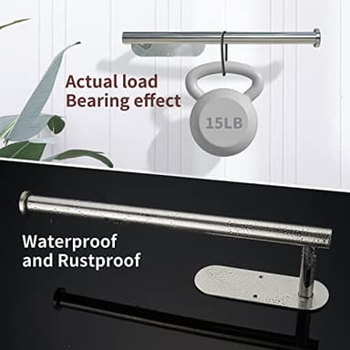 DEKAVA Under Cabinet Wall Mount Paper Towel Holder, Self-Adhesive Bar, Stainless Steel 13 inch (Bright Silver, 1) - Image 6