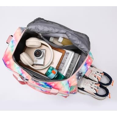Small Gym Bag for Women, Travel Duffle Bag Carry On Weekender Bag with Shoe Compartment - Image 3