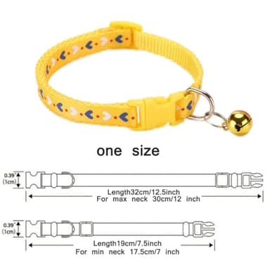 Small Dog Collar with Bell,Soft Nylon Identification Yellow Cat Collar Girl Puppy Collar with Bells Adjustable Buckle for XXS Xs Tiny Little Pet Female Dogs,Neck 7.5-12.5 Inch - Image 5
