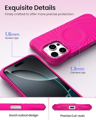 ORNARTO Vortuxe for iPhone 16 Pro Max Case 6.9" | 2X MIL-STD Drop Protection | Compatible with MagSafe | Sleek Aesthetic Liquid Silicone Phone Cover - Hot Pink - Image 4