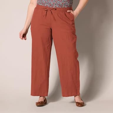 Amazon Essentials Women's Linen Blend Drawstring Relaxed Fit Wide Leg Pant (Available in Plus Size), Terracotta, 2X - Image 6
