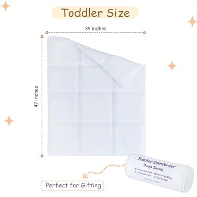 ZPECC Toddler Down Alternative Comforter, 39x47 Hypoallergenic Baby Blanket Quilt, Soft Breathable Lightweight All Season Kids Duvet Insert for Crib Stroller Cot Daycare, White - Image 2