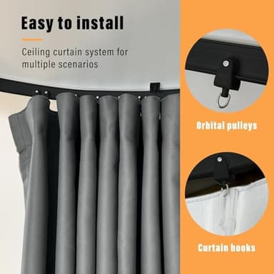 MaKefeile Room Divider Curtains with Flexible Ceiling Tracks Set,Blackout Curtain Ceiling Mount Curtain Track Privacy Room Dividers Ceiling Track Curtain Rod(White Drape & Black Rail W 8.3 × H 8 FT) - Image 3