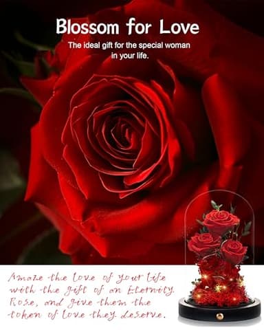 Agrul Flowers Roses Gifts for Mom,Forever Real Preserved Roses in Glass Dome,Mothers Day for Wife Girlfriend Women Best Friend Grandma/Red Rose - Image 4