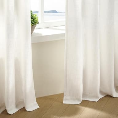 Pinch Pleated Linen Curtains 108 Inches Long for Living Room 2 Panels Set Cream Ivory Flax Double Pleated Drapes Back Tab Neutral Boho Ceiling Floor 108 Inch Window Curtains Bedroom Natural Birch - Image 9