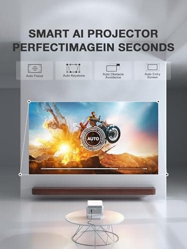 【Compatible with Netflix & Auto focus 】VISSPL Smart Projector with WiFi and Bluetooth, Auto Focus & Keystone Protable Mini Projector with Stand, 4K Home Theater Projector - Image 4