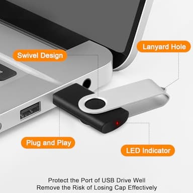 8GB Flash Drive 10 Pack Bulk USB Flash Drives, USB2.0 Thumb Drive USB Stick for Data Storage Backup, Jump Drive Pen Drive Zip Drive Memory Stick with Indicator, USB Storage Flash Drive Swivel Design - Image 4