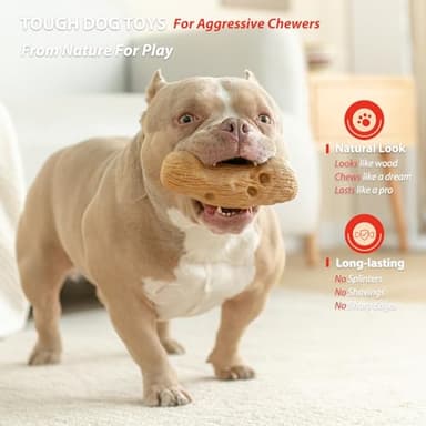 Willjoy 3-Pack Dog Toys for Aggressive Chewers, Chew Toys for Aggressive Chewers, Pine Wood & Nylon, Bacon Flavor Aggressive Chew Toys for Large Dogs, Long Lasting Dog Chews Alternative to Real Sticks - Image 2