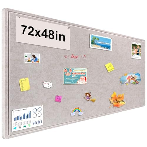 Large Bulletin Board, Foldable 72x48 Inches Cork Board Alternative, Large Felt Board Decorative Pin Board for Wall, Foldable Photo Board Self-Adhesive Vision Board with 36 Pushpins Light Khaki - Image 1