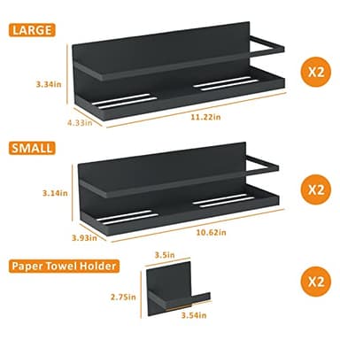 Roysili Magnetic Spice Rack for Refrigerator Magnetic Fridge Shelf for Kitchen Spice Organizer Magnetic Shelf for Fridge Space Saving Black 4 Pack with Magnetic Paper Towel Holder - Image 5