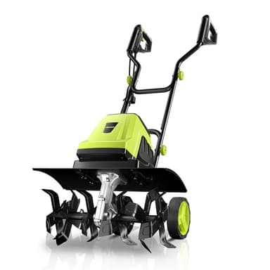 Electric Tiller, YERYORK 15-Amp 18-Inch Width 9-Inch Depth Corded Tiller Cultivator 24 Durable Steel Tines Gardening Tiller with Adjustable Wheels Foldable Handle for Easy Soil Cultivation - Image 1