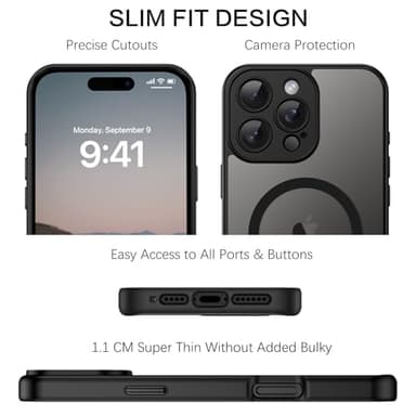 BENTOBEN Magnetic for iPhone 16 Pro Max Phone Case 2024, [Compatible with Mag Safe] [Full Camera Protection] Translucent Matte Slim Shockproof Protective Cute Cover for iPhone 16 Pro Max 6.9" Black - Image 6