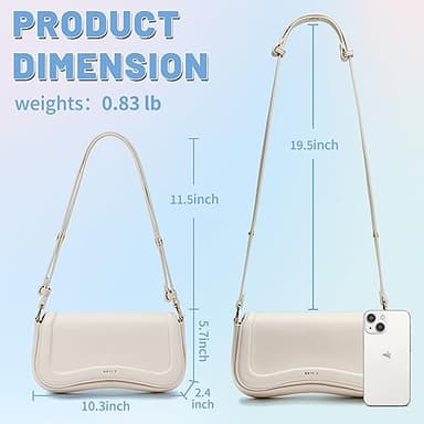 Keyli Shoulder Bag for Women mini Crossbody Purses Retro Classic Handbag Waterproof Vegan Leather Clutch Tote Hobo Purse Designer Bags with Adjustable Strap Beige - Image 3