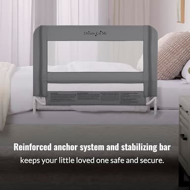 Dream On Me Lightweight Mesh Security Adjustable Bed Rail for Toddler, Breathable Mesh Fabric, Suitable for All Types of Beds, Reinforced Anchor System Bed Guard Rail, Grey - Image 8