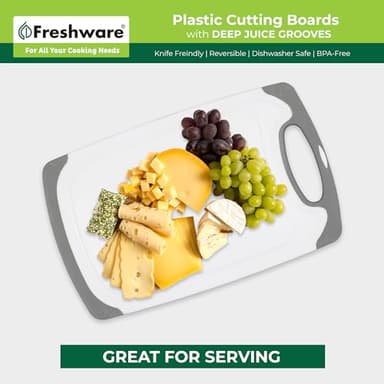 Freshware Cutting Boards for Kitchen, Chopping Board 3-Pack with Different Sizes, Juice Grooves and Non Slip Handles - Reversible, Large Cutting Board Set - Dishwasher Safe - Gray - Image 9