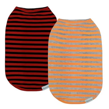 ZhuPolly Dog Shirts for Small Dogs Boy Girl 2 Pack Stretchy Lightweight Spring Calm Puppy Clothes Breathable Tshirts for Medium Dogs Orange and Red Size L for Father Day - Image 2