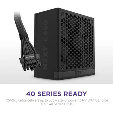 NZXT C850 Gold ATX 3.1 - Fully Modular Low-Noise PC Gaming Power Supply - 850 Watts - 80 Plus Gold - 12V-2x6 Connector - Zero Fan Mode - 100% Japanese Capacitors - Black - Image 4