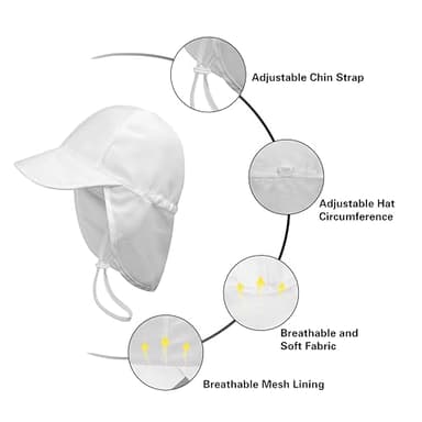 ECOSUMA 2 Pack Baby Boy Sun Hats 6-12 Months,12-24 Months Gray/White - Image 3