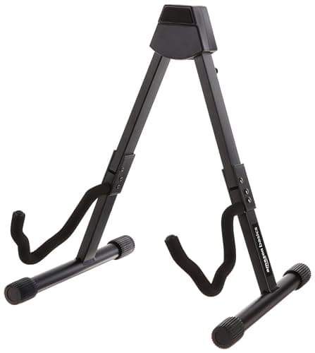 Amazon Basics Adjustable Folding Guitar Stand, A-shape, Fully Assembled - For School Music Program, Concerts & Multiple Users, Black, 8.66 x 15.16 x 3.74 inches - Image 1