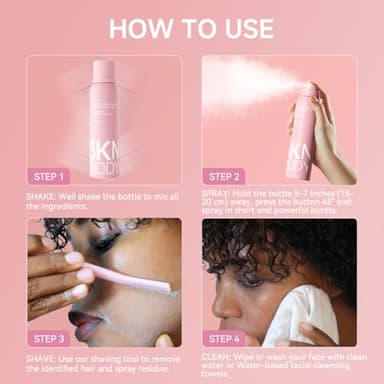 SKNBODY Hair Identifier Spray for Face Shaving and Dermaplaning Tool with 4 Razors, Upgraded Dermaplaning Spray for Women Facial Hair Removal, Gentle on All Skin Types - Image 7