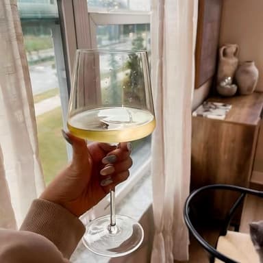 Physkoa 18oz Red Wine Glasses Set of 4-LeadFree Crystal Wine Glass with Tall Long Stem【Hand Blown Italian Style】 Stemmed Square Wine Glasses Gifts for Home Party - Image 2