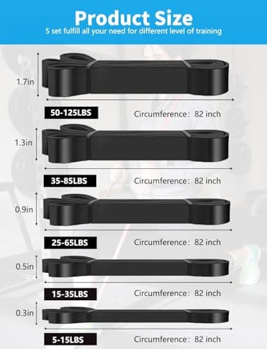Pull Up Bands, Resistance Bands, Pull Up Assistance Bands Set for Men & Women, Exercise Workout Bands for Working Out, Body Stretching, Physical Therapy, Muscle Training - Black - Image 2