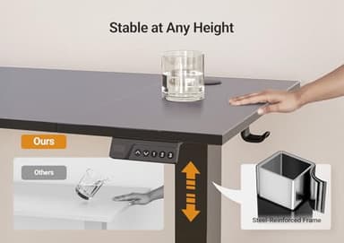 Seang Electric Standing Desk Adjustable Height, 40 x 24 Inch Sit Stand Desk with T-Shaped Frame, 3 Memory Presets & Cable Management for Home Office Computer Workstation, Black Frame/Black Top - Image 7