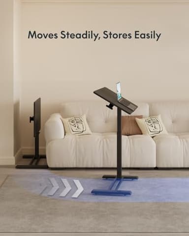 FLEXISPOT Mobile Standing Desk with Wheels Pneumatic Laptop Desk Rolling Computer Cart Movable Height Adjustable Small Sit Stand Desk Computer Workstations Home Use(31.5" W x 15.7" D, Black) - Image 3