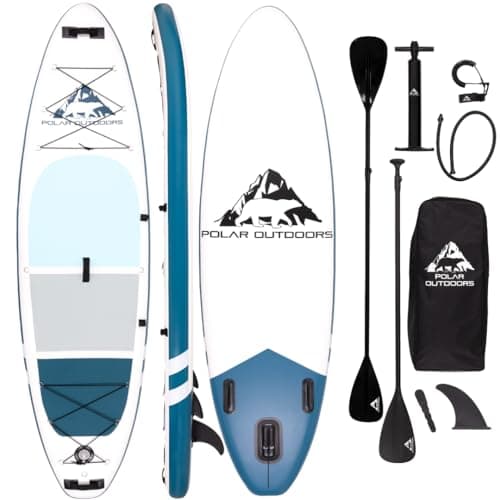 Roc Inflatable Stand Up Paddle Board 10' 6" with Premium SUP Paddle Board Accessories, Wide Stable Design, Non-Slip Comfort Deck for Youth & Adults (Glacier wk) - Image 1