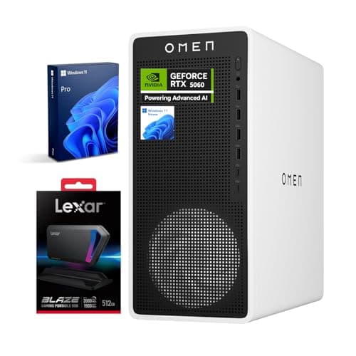 HP OMEN 16L TG03 RTX 5060 Pro Business Gaming Desktop, Intel Ultra 7 265F(Beats Intel i7-14700F), NVIDIA RTX 5060, 64GB DDR5 RAM, 4TB SSD, Workstation for Creation, Bundle Lexar SL660 512GB SSD - Image 1