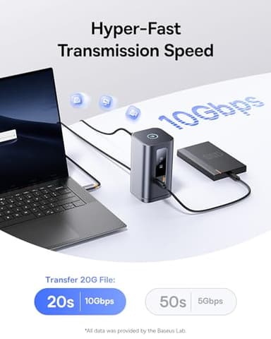 Baseus Laptop Docking Station, 11 in 1 Triple 4K Display HDMI/DP, 10Gbps USB A/C Fast Data, PD 100W, Ethernet, Audio, USB C Docking Station for Windows/Dell/HP/Lenovo/Asus/Acer/Mac (Include Charger) - Image 4