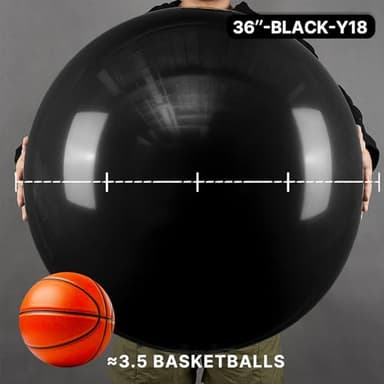PartyWoo Black Balloons 4 pcs 36 Inch Extra Large Big Jumbo Giant Matte Black Latex Helium Balloons for Graduation Halloween New Year Anniversary Birthday Retirement Party Decorations Black-Y18 - Image 2