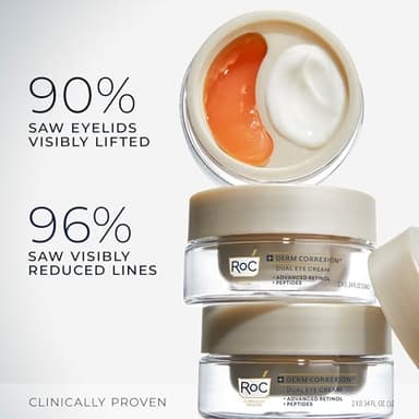RoC Derm Correxion Dual Eye Cream with Advanced Retinol + Peptides for Puffy Eyes and Dark Circles, (.68 oz) with Retinol Under Eye Cream Packette - Image 3