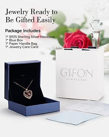 S925 Sterling Silver Necklace for Women, Wife Jewelry Rose Gold, Mom Birthday Valentines Mothers Day Gifts, Girlfriend Necklaces, Daughter Heart Jewel, Anniversary for Her - Image 5