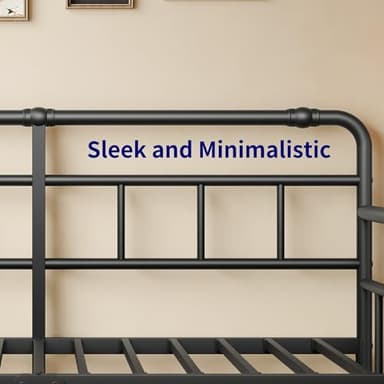 Sementa Daybed-Frame, Twin-Daybed with Classic-Headboard - Heavy Duty Steel Slats,Metal Sofa Bed Frame for Living Room Bedroom Guest Room, Easy Assembly(Black) - Image 7