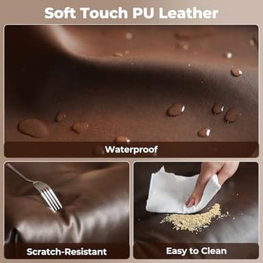 ovios Ergonomic Home Office Chair, Mid-Century Modern Faux Leather Chairs with Thickened Cushions, Comfy High Back Swivel Rolling Executive Computer Armchair (Dark Brown, PU Leather) - Image 5