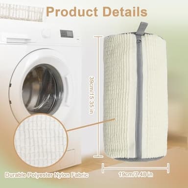 Aokna 2 Pack Shoe Washing Machine Bags, Shoe Washing Bag for Washer and Dryer, Reusable Laundry Shoe Bag with Sturdy Zipper, Roomy Shoe Cleaning Bag for All Shoes Types and Sizes (Off White) - Image 3