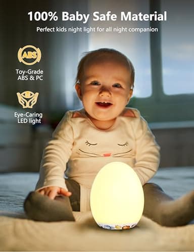 MediAcous Night Light for Kids & Babies - 7 Color LED Touch Lamp with Stepless Dimming for Nursery & Bedroom - Image 5
