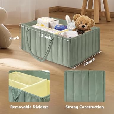 POXXU Baby Diaper Caddy Organizer and Storage,Diaper Bag,Baby Shower Gifts,Nursery Diaper Storage Bin and Car Organizer for Diapers and Baby Wipes,Newborn Essentials Must Haves - Image 2