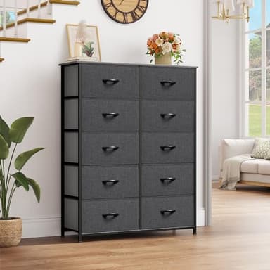 YITAHOME 10 Drawer Dresser - Fabric Storage Tower, Organizer Unit for Bedroom, Living Room, Hallway, Closets - Sturdy Steel Frame, Wooden Top & Easy Pull Fabric Bins - Image 2