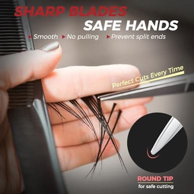 SWAP 5.5'' Professional Hair Cutting Scissors - Japanese SUS440C Steel (60-62HRC), Hand-Sharpened Blades, Adjustable Tension, Ergonomic Design for Salon/Home Use (S2) - Image 2