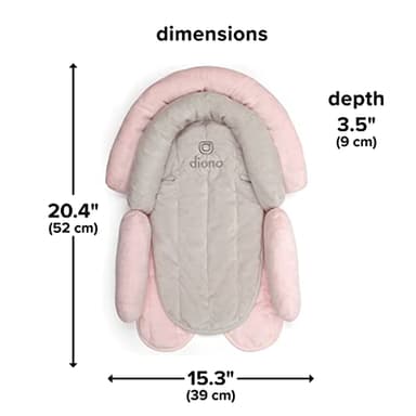 Diono Cuddle Soft 2-in-1 Baby Head Neck Body Support Pillow For Newborn Baby Super Soft Car Seat Insert Cushion, Perfect for Infant Car Seats, Convertible Car Seats, Strollers, Gray/Pink - Image 9