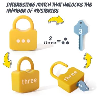 Dinhon Kids Learning Locks with Keys Numbers Matching & Counting Montessori Educational Toys for Ages 3 yrs+ Boys and Girls Preschool Games Gifts - Image 3