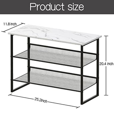 Garden 4 you 3 Tiers White Marble Shoe Rack,Freestanding Organizer Multi-Purpose Adjustable Flat and Slant Storage Rack Shoe Shelf, High Heels Potted Plant for Entryway Hallway Living Room Closet - Image 3