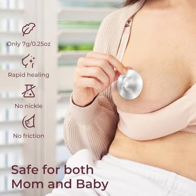 Momcozy 999 Silver Nursing Cups Original Perforated Breathable Design, 999 Silver Nipple Cover for Breastfeeding Essential,Nipple Shield for Nursing Newborn, Metal Nipple Shields, Regular Size - Image 4