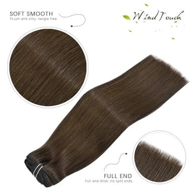WindTouch Clip in Hair Extensions Real Human Hair #4 Chocolate Brown Hair Extensions Clip Ins 22inch 120g 7Pcs Human Hair Clip in Extensions Soft Straight Human Hair Extensions - Image 3