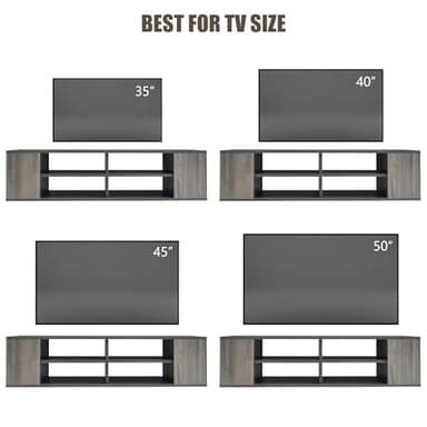 Airdown Floating TV Stand for TVs up to 55 Inch, Mid Century Modern Entertainment Center with Open Shelves, TV Console for Living Room, Bedroom, Taupe - Image 3