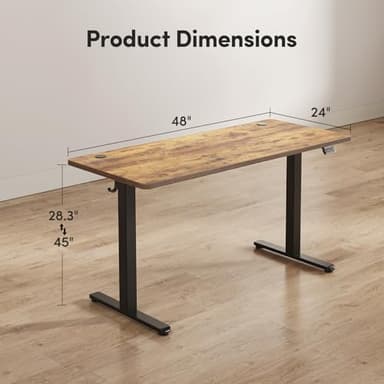 FEZIBO Electric Standing Desk Adjustable Height, 48 x 24 Inch Sit and Stand Desk, Home Office Desk, Ergonomic Workstation Computer Desk, Rustic Brown - Image 3